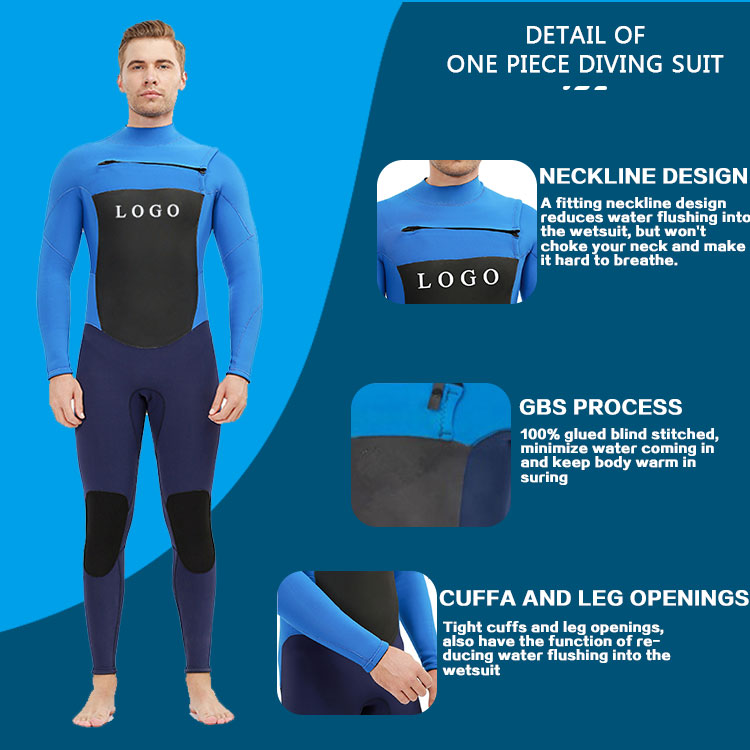 Men Neoprene 4/3 Chest Zip Blind Stitch Wet Suits Surf Diving Snorkeling Wetsuits