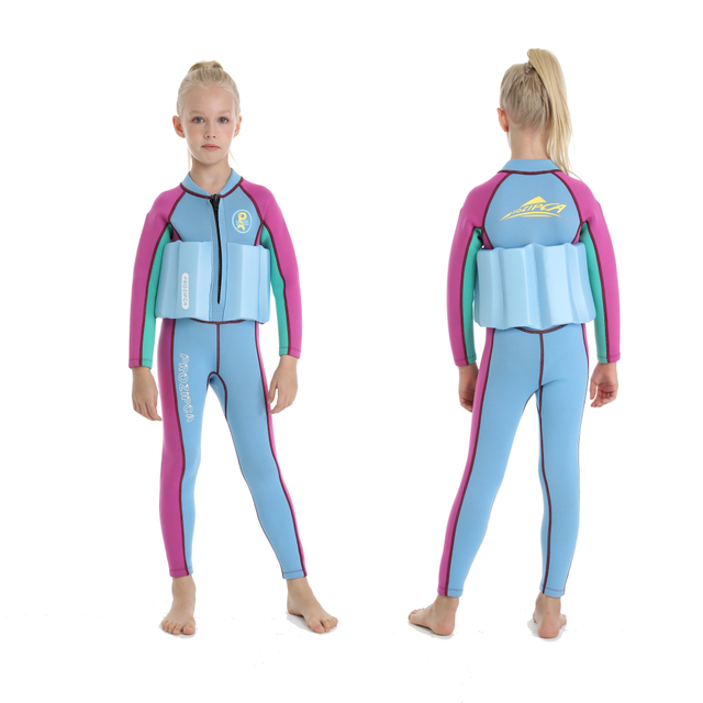 New Design Children Swimming Water Sport Suit Full Body Long Sleeve Splicing 2.5Mm Surfing Kids Girl Wetsuit Neoprene