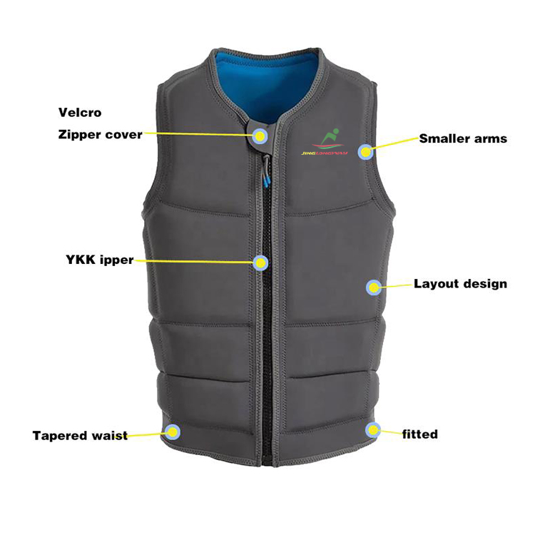 Safety Swimming Neoprene Kayak Jacket Plus Size Adult Charcoal Life Vests