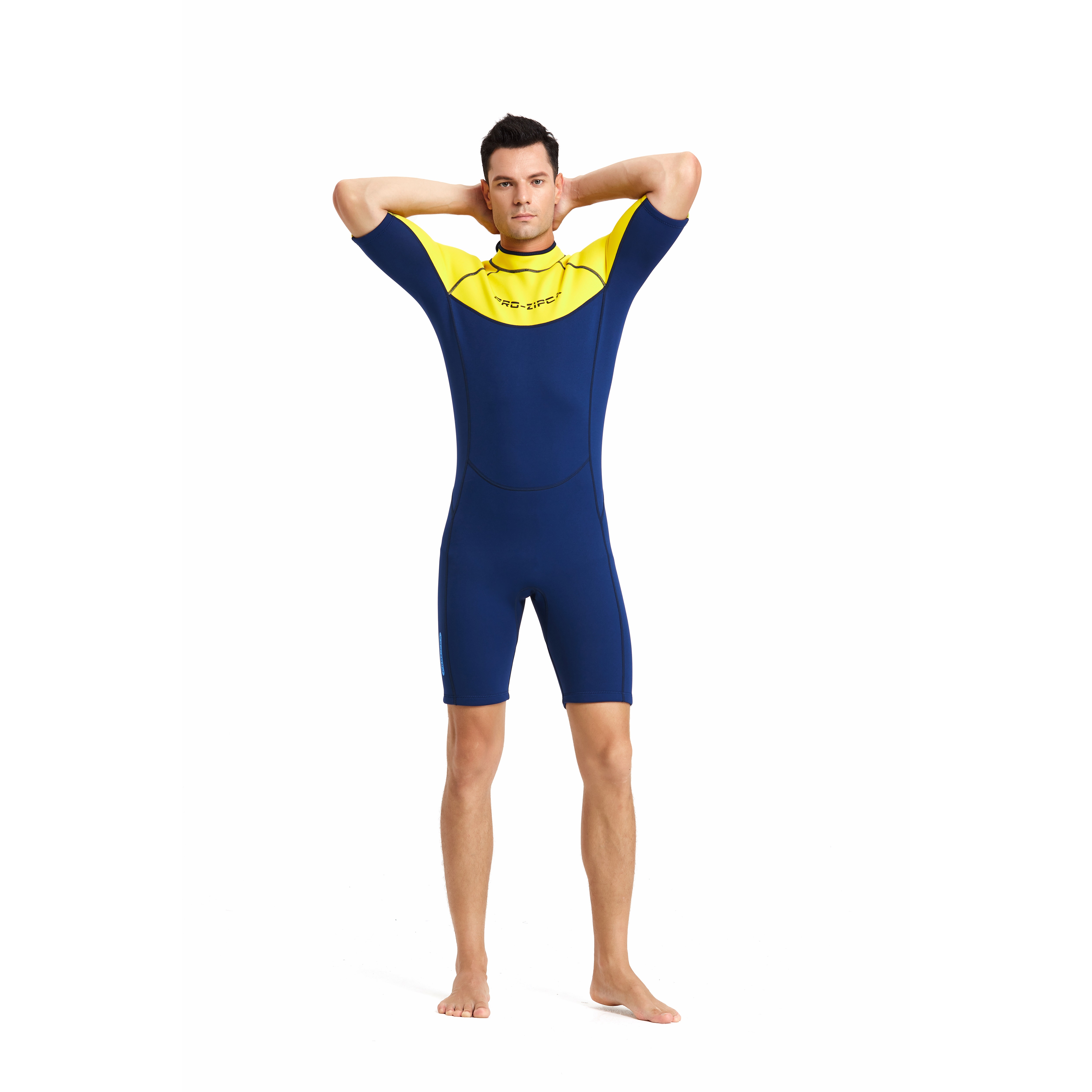 Customized Freediving Snorkeling Beach Swinsuits Neoprene Splicing Long Sleeve Shorty One Piece 3Mm Mens Wet Surf Suit