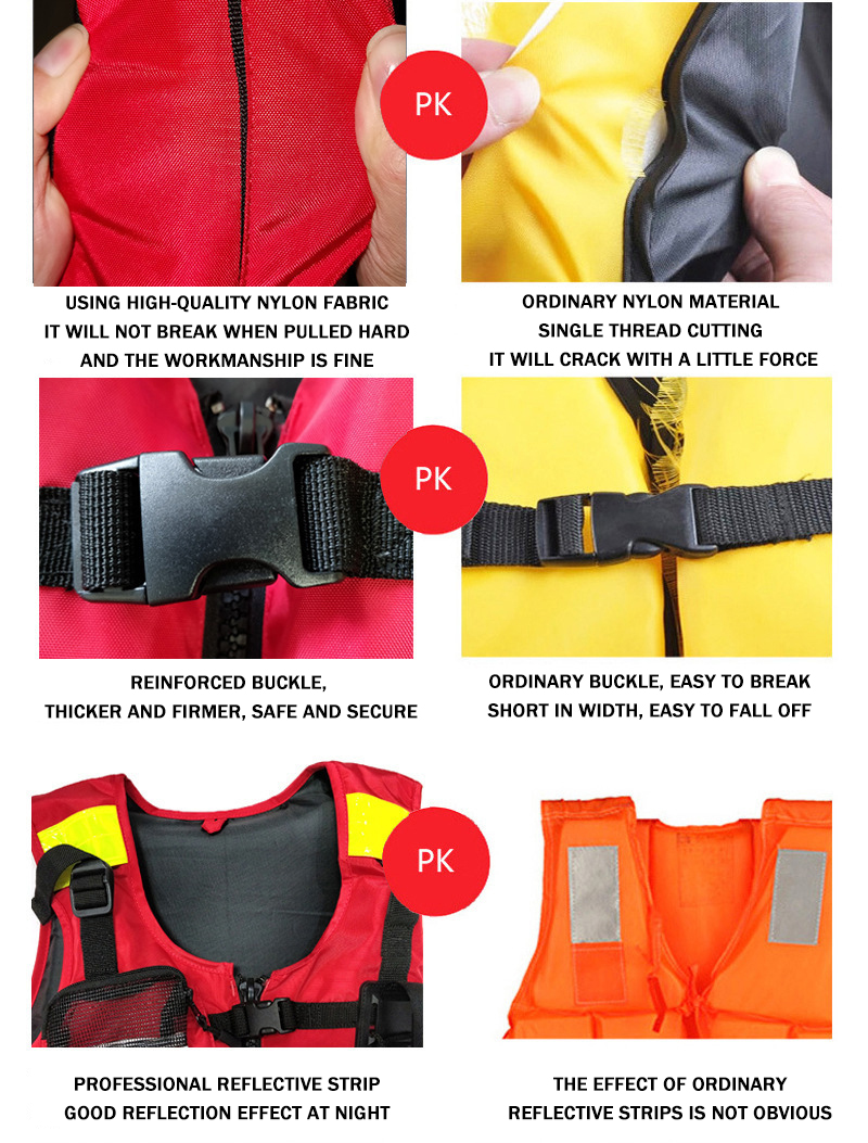 Adults Rescue 520d Polyester Oxford Fishing Oversized Foam Adjustable Life Vest Jacket