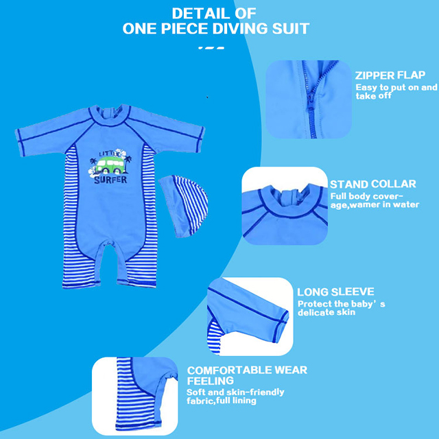 WS-017 One Piece Boy Rash Guard With Hat